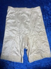 Vintage Underscore Girdle Panties Long Leg Brief Panty Size Medium Shiny Beige