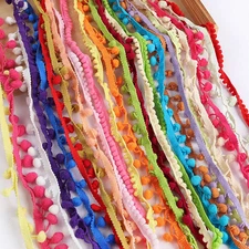 24Yards Pom Pom Trim Random 0.39 to 0.59Inch Ball Fringe Garland Ribbon Sewing T