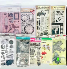 Huge Lot Clear Acrylic Stamps including 2 Tim Holtz NEW