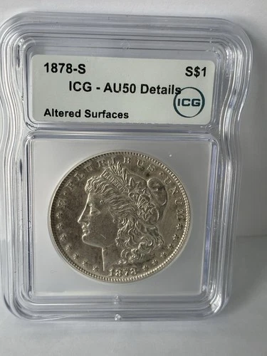 1878-S $1 Morgan Silver Dollar ICG AU-50 Details (altered surfaces)