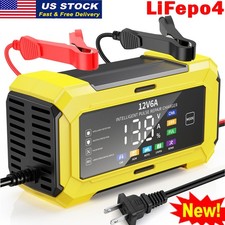 12v Lifepo4 Battery Charger Automatic Pulse Repair Trickle Smart Car 6a Gel Agm