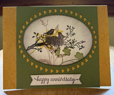 Birdy Hand Stamped Anniversary Card - Blank Inside - Stampin' Up