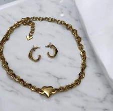 Prada Gold Heart  Necklace  and Earrings Set