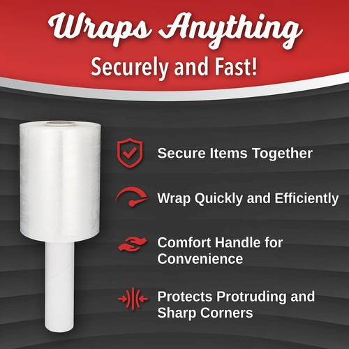 12 Pack Industrial Strength Mini Hand Stretch Wrap 5" 1000 Ft Roll 80 Gauge T... - Picture 5 of 8