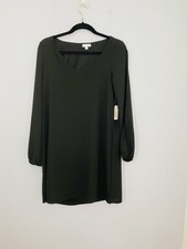 NWT Charming Charlie Womans Size Med Shift Dress Black Long Sleeve Split Sleeve