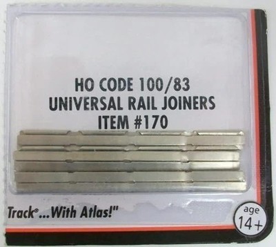 HO Atlas #170 Code 100/83 Nickel Silver Rail Joiners 48 Pcs per Blister