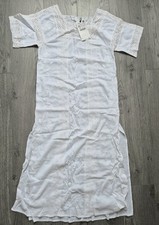 Zara White 100% Cotton Square Neck Lace Embroidered Festival Kaftan Dress XS