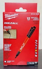 12 Pack Milwaukee INKZALL Fine Point Jobsite Black Markers NEW FREESHIP