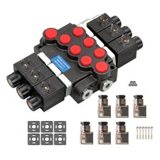 3 Spool Solenoid 12V DC Hydraulic Control Valve Double Acting 13 GPM 3600 PSI