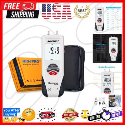 Manometer, Digital Air Pressure Meter and Differential Pressure Gauge HVAC Ga...