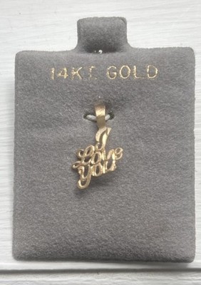 14K Gold Diamantschliff Stil I Love You Anhänger Charm auf OVP