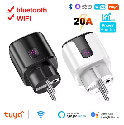 Tuya Smart EU Stecker WiFi + Bluetooth 20A Steckdose Mit Power Überwachung