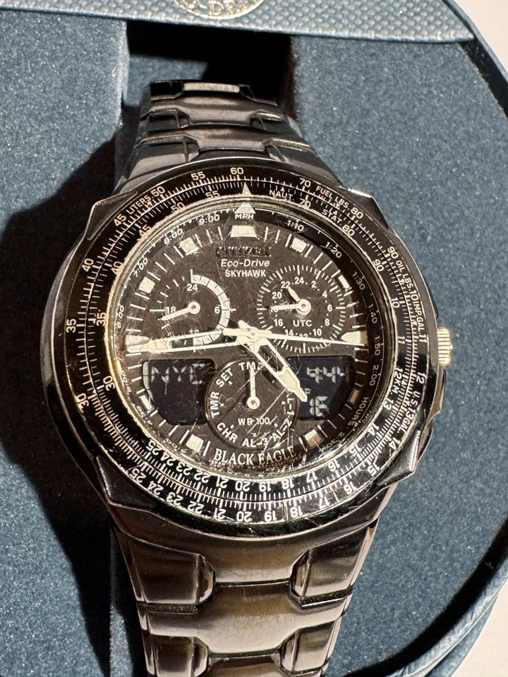 Citizen Eco-Drive Skyhawk Black Eagle World Time Aviator Men's Wristwatch - image 2 of 4