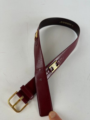 Vintage Givenchy 4G Logo Leather Belt Burgundy 65