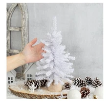 Pack Of 2 White&Gray  Pine Trees with Wood Bases by Factory Direct Craft 15”