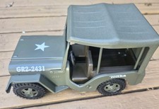 Tonka Pressed Steel Green Army Jeep w/ Top Restored