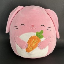 Original Squishmallows Easter Bunny Bop Pink With Carrot Floppy Ears Plush 12   