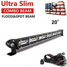 20IN Slim Led Light Bar Spot Flood + Wiring Combo For Jeep Offroad Truck SUV New