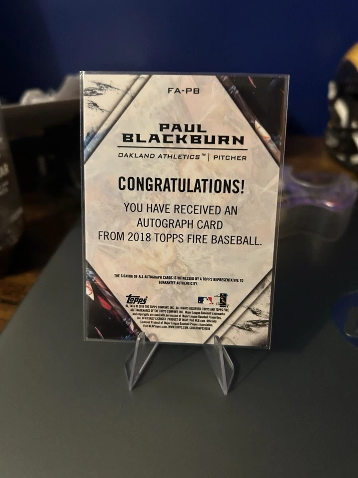 2018 Topps Fire - Fire Autographs Paul Blackburn #FA-PB (AU, RC) - Image 2 of 2