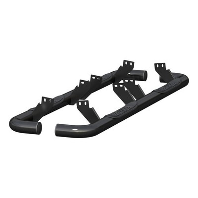 Aries 3in Round Semi Gloss Black Nerf Bars Steps fits H2 w/ Factory Rocker Bars