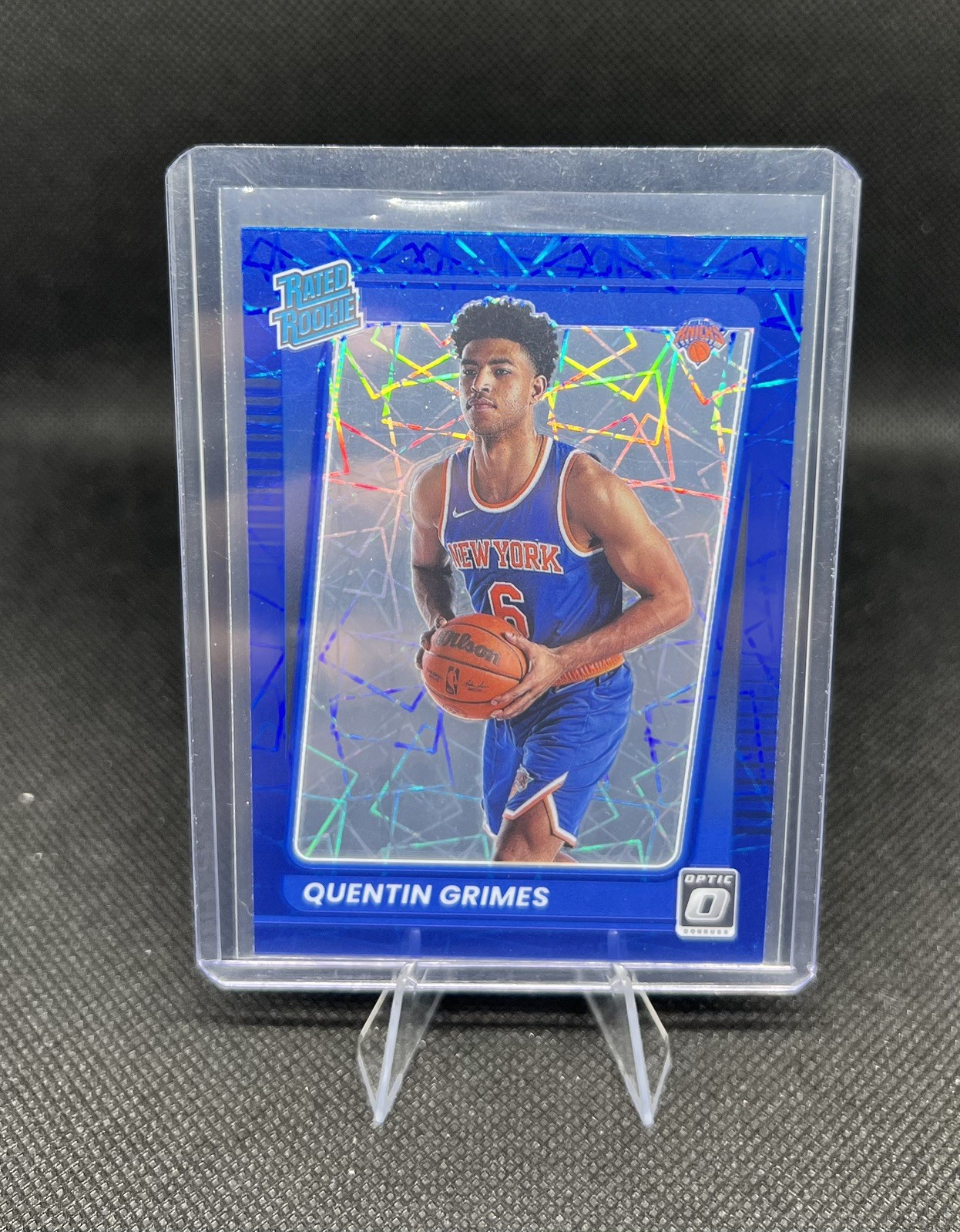 2021-22 Panini Donruss Optic Rated Rookie Quentin Grimes #166 Blue Velocity RC