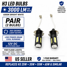 Pair Ultra 12v H3 Led Flood Driving Fog Work Light Bulbs For Hella Brightnes