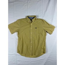 Chaps Ralph Lauren Mens Shirt XL Yellow Plaid Short Sleeve Button Down Cotton