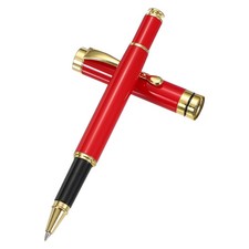 Luxury Metal Rollerball Pen, 0.5mm Black Ink for Men, Red