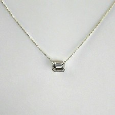 Lab Created Diamond 2Ct Emerald Cut Women's Pendant 14K White Gold Plated