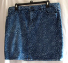 TOMMY HILFIGER Medium Wash BLEACHED Print PAISLEY Pattern DENIM Jean Skirt Sz 14 — photo 1