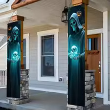 Halloween Decorations Outdoor 2Pcs Skull Porch Banners Hanging Door Yard Decor