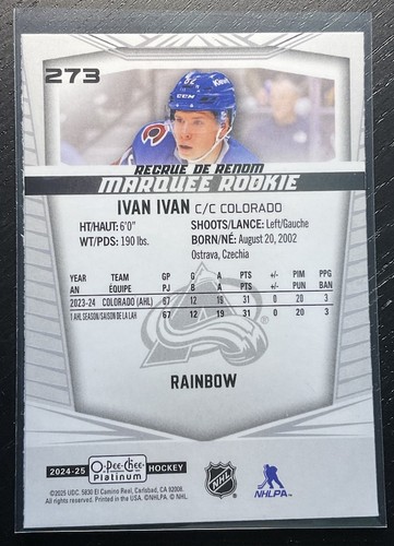 2024-25 O-Pee-Chee Platinum Marquee Rookie Ivan Ivan #273 Rainbow - Bild 2 von 2