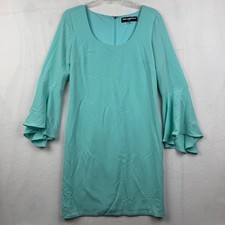 Karl Lagerfeld Paris Aqua Blue Bell Sleeve Career Cocktail Party Dress