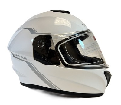 Outforce Full Face Smart Bluetooth Helmet - Glossy White - CHOOSE SIZE