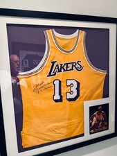 Wilt Chamberlain Signed ,Framed Lakers Jersey -COA