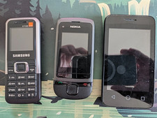 Job Lot 3 x Retro Mobile Phones - Samsung E1120, Alcatel Pixi, Nokia C2-05