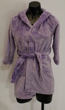Lands' End Girls Belted Sherpa Plush Hooded Long Sleeve Robe JT8 Purple Size 5-6