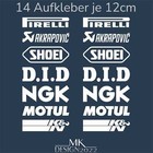 Sponsoren Aufkleber Motorrad Auto Roller Motorsport Racing Set1 14x 12cm Weiß