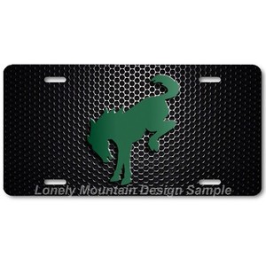 Ford Bronco Inspired Art Green on Mesh FLAT Aluminum Novelty License Tag Plate