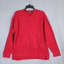 Izod Men's Pullover Knit Sweater V-Neck Long Sleeve Red Size M