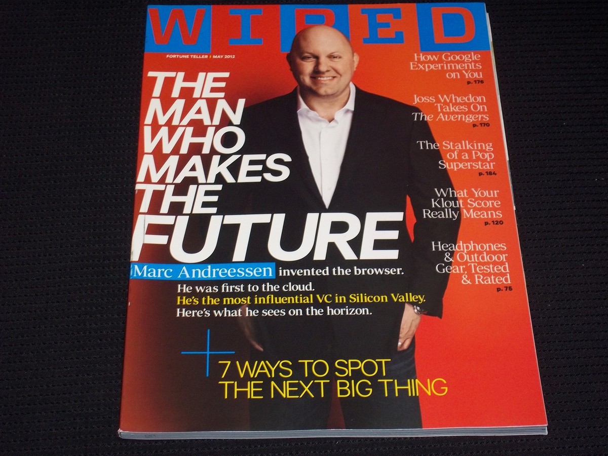 2012 MAY WIRED MAGAZINE - MARC ANDREESSEN NICE FRONT COVER - L