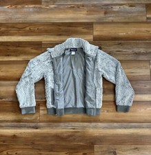 Patagonia Silver Faux Fur Full Zip Fleece Sherpa Jacket Pullover Gray Girls 12 L