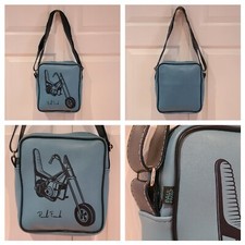 Borsa messenger a tracolla Paul Frank moto made in USA tote blu chiaro 9"x 8"