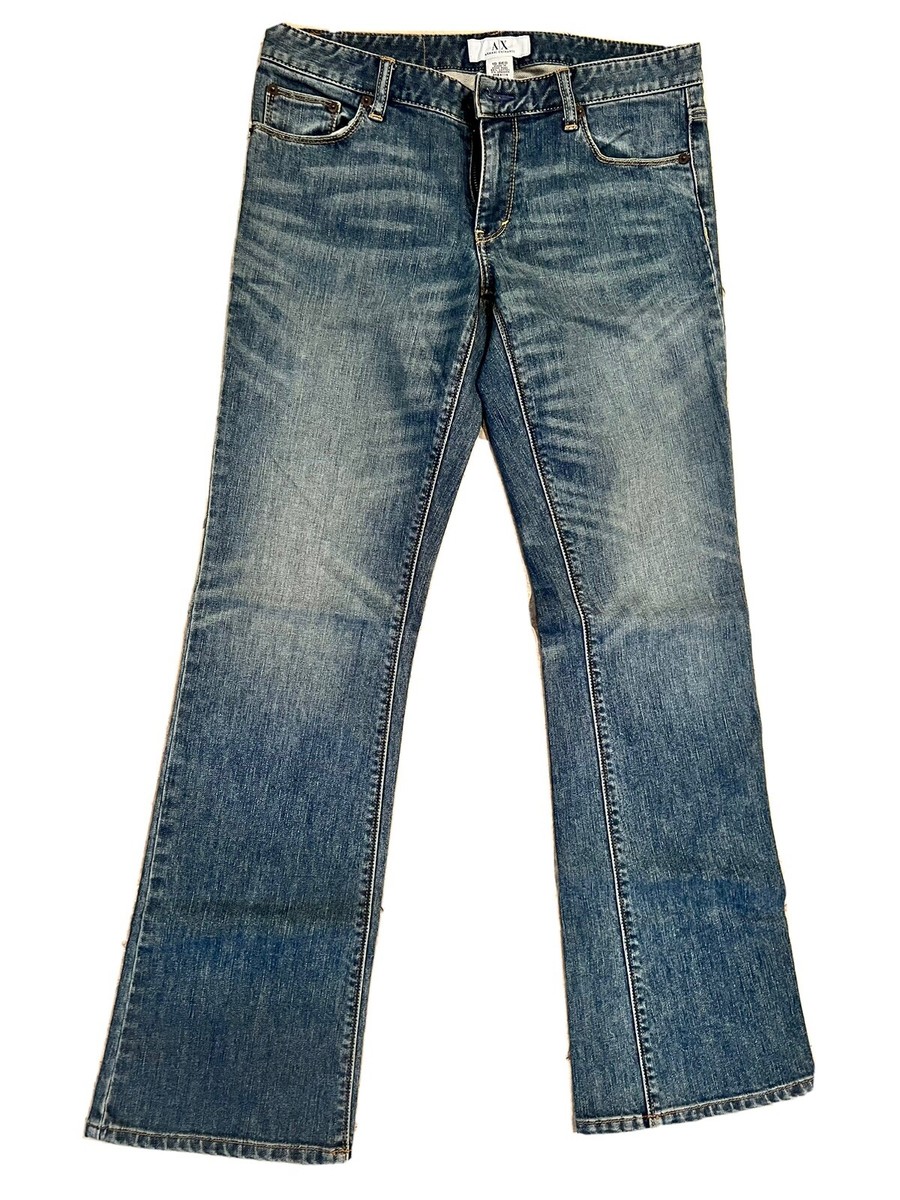 パンツ ARMANI EXCHANGE - decoration wide denim Vintage Armani Exchange Women's Medium Wash Bootcut Denim