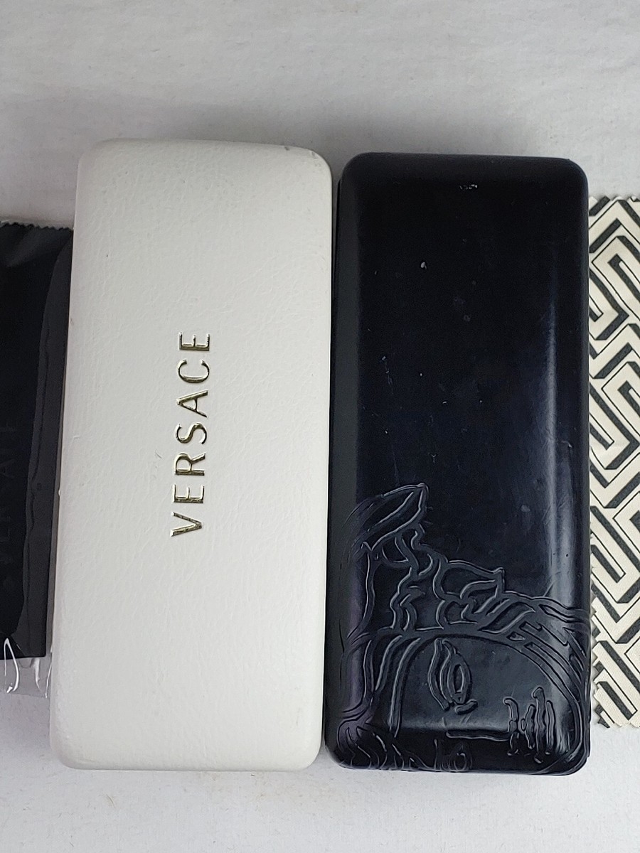 Versace Black Leather Logo Eyewear Case Versace Authentic Black Hard Eyeglass Case With Rare Versace  main image 2