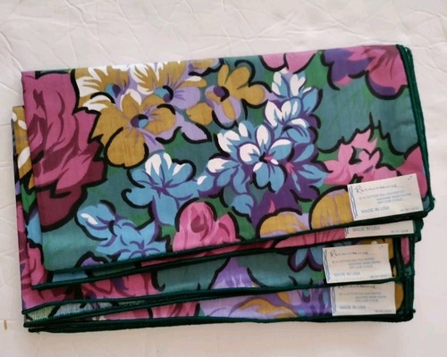 Vtg Renaissance Multi Floral 90" Round Tablecloth 8 Napkins Cotton Blend USA NOS - Picture 4 of 11