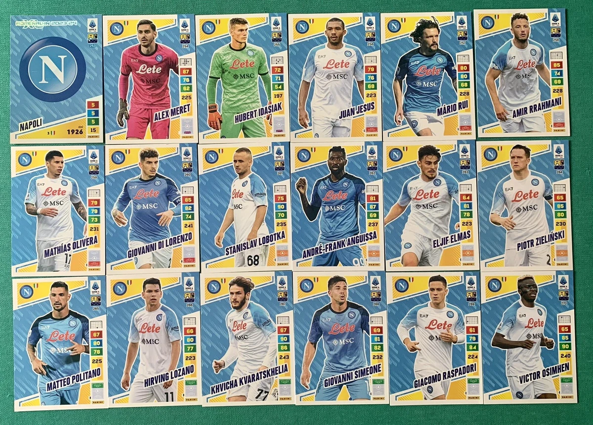 ADRENALYN XL CALCIATORI PANINI 2023-24 2024 NAPOLI COMPLETO - 18 BASE CARD