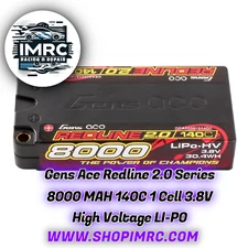 Gens Ace 3.8V 8000mAh 140C Redline 2.0 Li-Po 1 Cell (GEA80001S14D5)