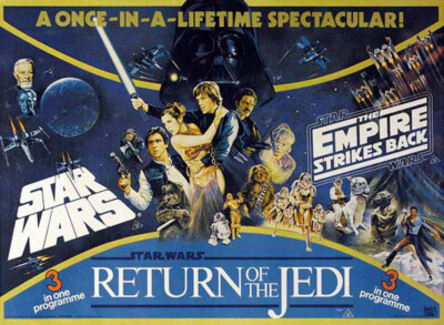 Star Wars (1977) Movie Poster British Quad Trilogy, Reproduction