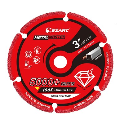 EZARC Diamond Cutting Wheel 3 x 3/8 Inch for Metal, Cut Off Wheel with 5000+ ...